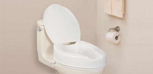 Siège de toilette surélevé avec couvercle, par AquaSense®